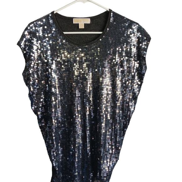 EUC Michael Michael Kors Sleeveless Gray Top with Sequin XS - Picture 1 of 6